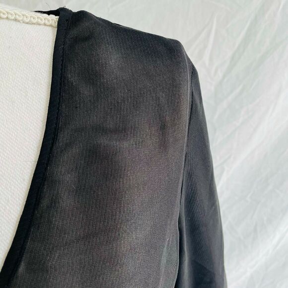 Robert Rodriguez Blouse 100% Silk Peasant Top V Neck Long Sleeve Black Size 6 - Picture 7 of 10